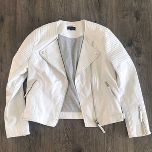 Topshop White Faux Leather Moro Jacket - 8